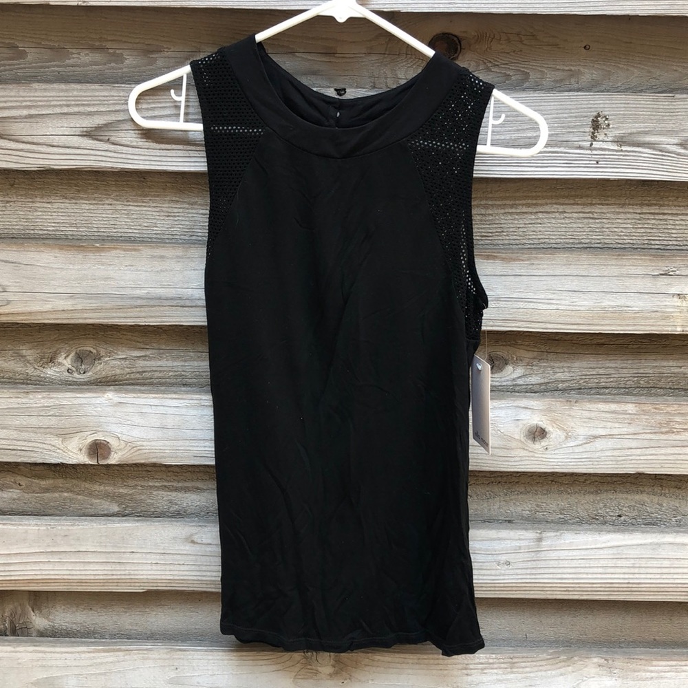 Ella Moss black tee with Mesh detail